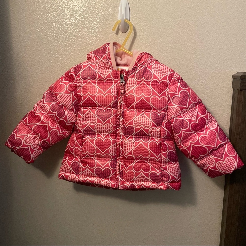 12m Pink hearts puffer coat
